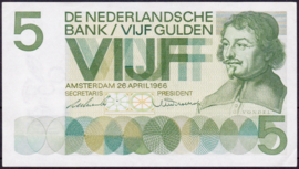 Nederland 5 Gulden bankbiljet 1966 NR 23-1a  kwaliteit P+