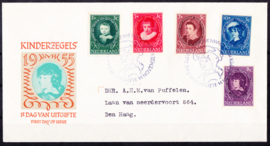 FDC E24 Kinderpostzegels 1955 getypt adres met open klep