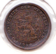 Halve cent 1916 Koningin Wilhelmina   (Zf+)