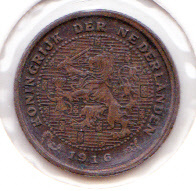 Halve cent 1916 Koningin Wilhelmina   (Zf+)