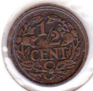 Halve cent 1916 Koningin Wilhelmina   (Zf+)