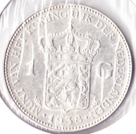 Nederland 1 gulden Zilver 1938 Koningin Wilhelmina Pracht