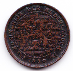 Halve cent 1930 Koningin Wilhelmina   (Pracht)