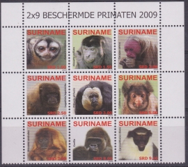 ZNB 1659-1668 Beschermde Primaten ''apen'' 2009 Cataloguswaarde 27,00 A-0754