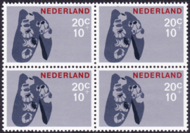 Plaatfout 879 PM1 Postfris in blok van 4