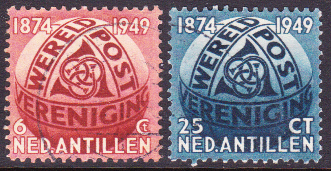 NVPH 209-210 ''75 jaar wereldpostvereniging UPU'' 1949 gestempeld