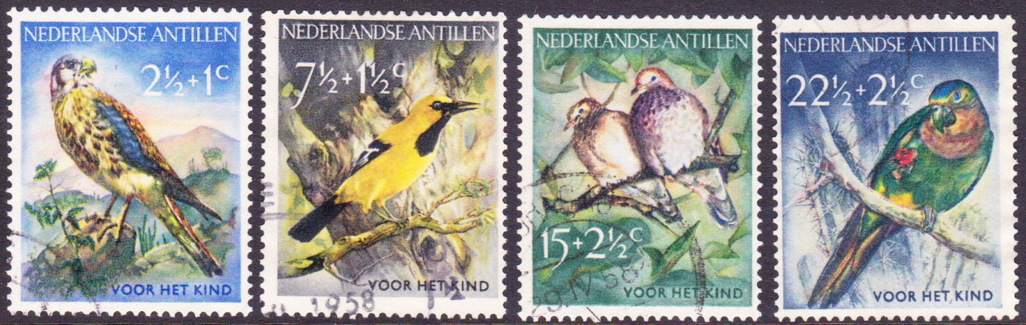 NVPH 271-274 Kinderzegels ''Vogels'' 1958 gestempeld
