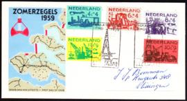 FDC E38 Zomerzegels 1959 met adres en dichte klep