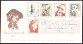 FDC E25a  Rembrandt Zomerzegels 1956 ''MET ADRESLIJNTJES'' Geschreven adres met dichte klep