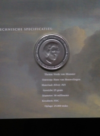 50 Gulden 1998 Hans van Houwelingen ''350 jaar vrede van Munster'' Zilver  (FDC)