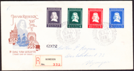 FDC E7 Jan van Riebeeck 1952  geschreven adres met dichte klep