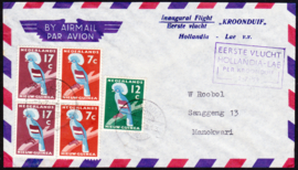 Eerste vlucht brief Hollandia-LEa per Kroonduif gestempeld te Hollandia  1-7-1959 Nieuw Guinea