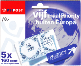 NVPH HB1748 Vijf maal priority buiten Europa (5x 1,60)  Cataloguswaarde 15,00