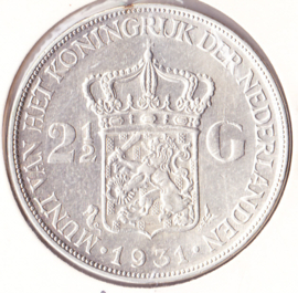 2,50 gulden zilver 1931 Koningin Wilhelmina  Pracht