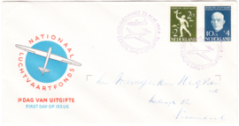 FDC E18 Nationaal luchtvaartfonds 1954 Beschreven met gesloten klep