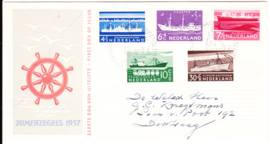 FDC E29  Zomerzegels 1957 beschreven met dichte klep