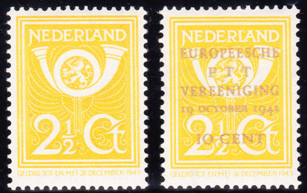 NVPH  404f Europese P.T.T. Vereniging ZONDER OPDRUK Postfris cataloguswaarde: 17,500