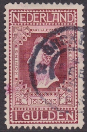 NVPH   98 Jubileum 1913 gebruikt + MEGA KLEURVEEG Cataloguswaarde 25.00 (normaal zegel)  E-4686