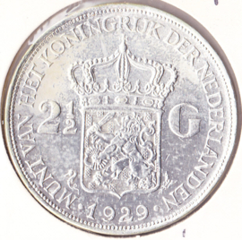 2,50 gulden zilver 1929 Koningin Wilhelmina  ZF+
