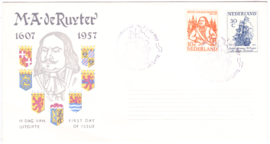 FDC E30  ''Michiel de Ruyter 1957'' ONBESCHREVEN met OPEN klep