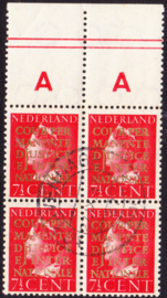NVPH  D16 Dienstzegel in blok van 4 gestempeld Cataloguswaarde 40.00++