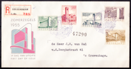 FDC E21 Zomerzegels 1955 getypt adres met dichte klep