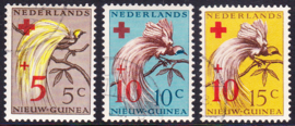 NVPH 38-40  Rode Kruiszegels Paradijsvogels gestempeld