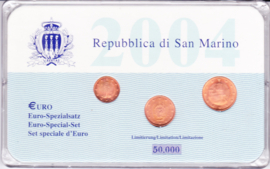 1, 2 en 5 eurocent setje San Marino 2004 UNC