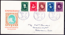 FDC E24 Kinderpostzegels 1955  Geschreven adres met dichte klep