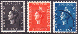 NVPH  310/312  ''40 jarig regeringsjubileum Koningin Wilhelmina'' 1938 Gebruikt