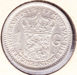 Nederland 1 gulden Zilver 1917 Koningin Wilhelmina Pracht