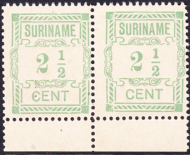 Plaatfout Suriname 66 P  2x in paar Postfris