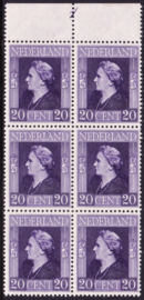Plaatfout  437 PM in blok van 6 Postfris  Cataloguswaarde 45.00