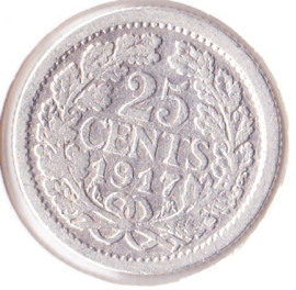 25 cent Zilver 1917 (Fraai)