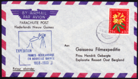 Parachutepost brief btreffende de expedition filmexpeditie, aankomststempel Waris 19-03-1960