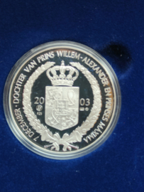 € 10,00 + Zilveren penning 925/1000 Geboorte Amalia