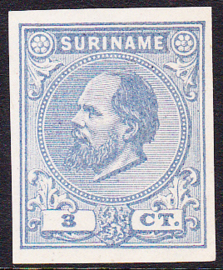 Suriname Proef 3e van de 5 Ct. Willem III zoals uitgegeven zonder gom