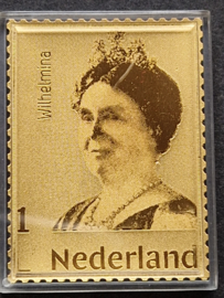 Nederland Massief gouden postzegel Koningin Wilhelmina