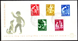 FDC E54  ''Kinderzegels 1962'' ONBESCHREVEN met OPEN klep