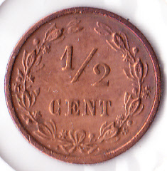 Halve cent 1885 Willem III   Pracht+