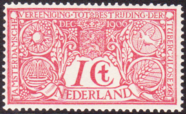 NVPH   84 Tuberculosezegel 1 + 1 Ct rood 1906 Postfris Cataloguswaarde 100.00