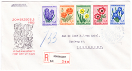 FDC E13 Zomerzegels 1953 Getypt met dichte klep