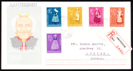 FDC E34  Zomerzegels 1958  getypt met open klep