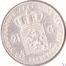 2,50 gulden zilver 1845a Koning Willem I ZF+/P