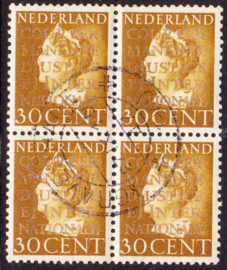 NVPH  D19 Dienstzegel in blok van 4 gestempeld Cataloguswaarde 40.00++