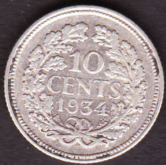 10 cent 1934  Zilver (F+)