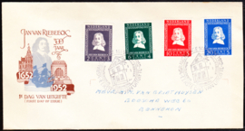 FDC E7 Jan van Riebeeck 1952 geschreven adres met dichte klep