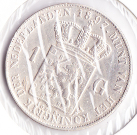 Nederland 1 gulden Zilver 1897 Koningin Wilhelmina F/ZF