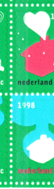 NVPH V1788/1807 Kerstvel 1998 met enorme groene rakelstreep