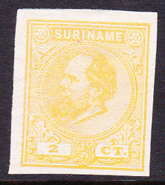 Suriname Proef 9a van de 2 Ct.  Willem III zoals uitgegeven zonder gom